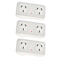 3x Sansai Horizontal Right Powerpoint Double Surge Protector Adaptor/Outlet/AU
