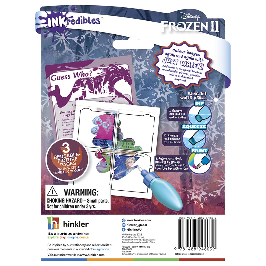 3x Inkredibles Frozen 2 Water Wonder Colouring Activity Kit Mess-Free Art 3y+