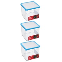 3x Lemon & Lime 2.65L Square Crisp Food Storage Container Dishwasher Safe Blue