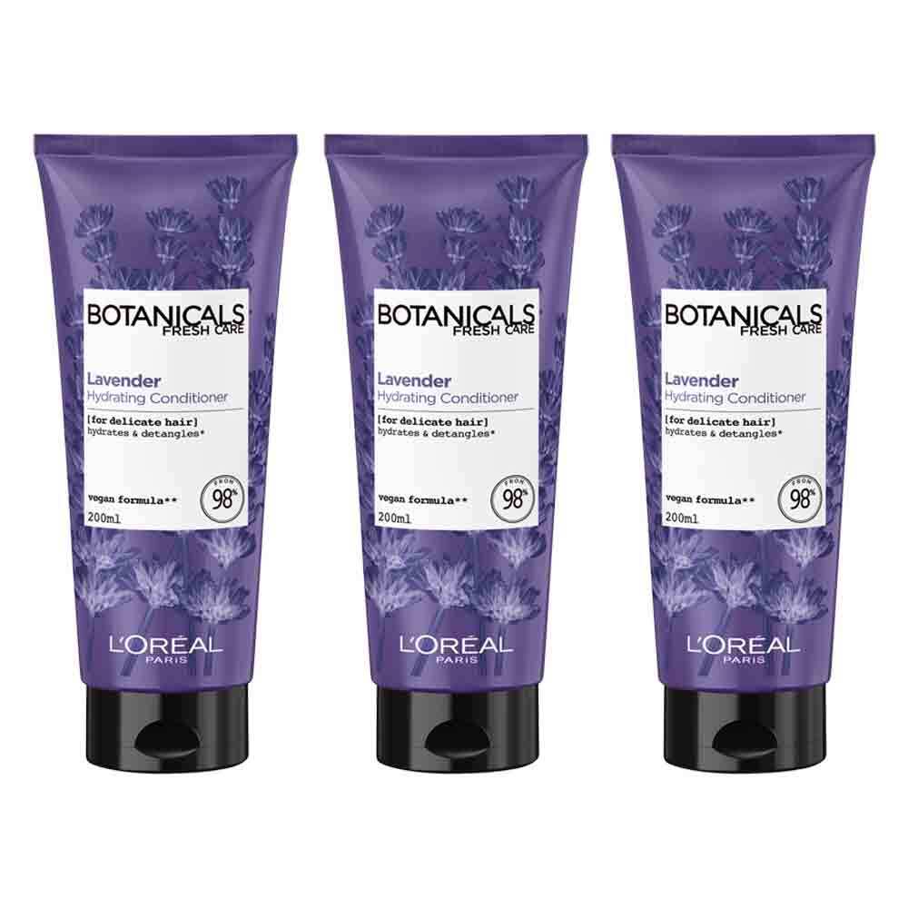 3x Loreal 200ml Botanicals Balm Delicate Hair Conditioner Treatment Lavender