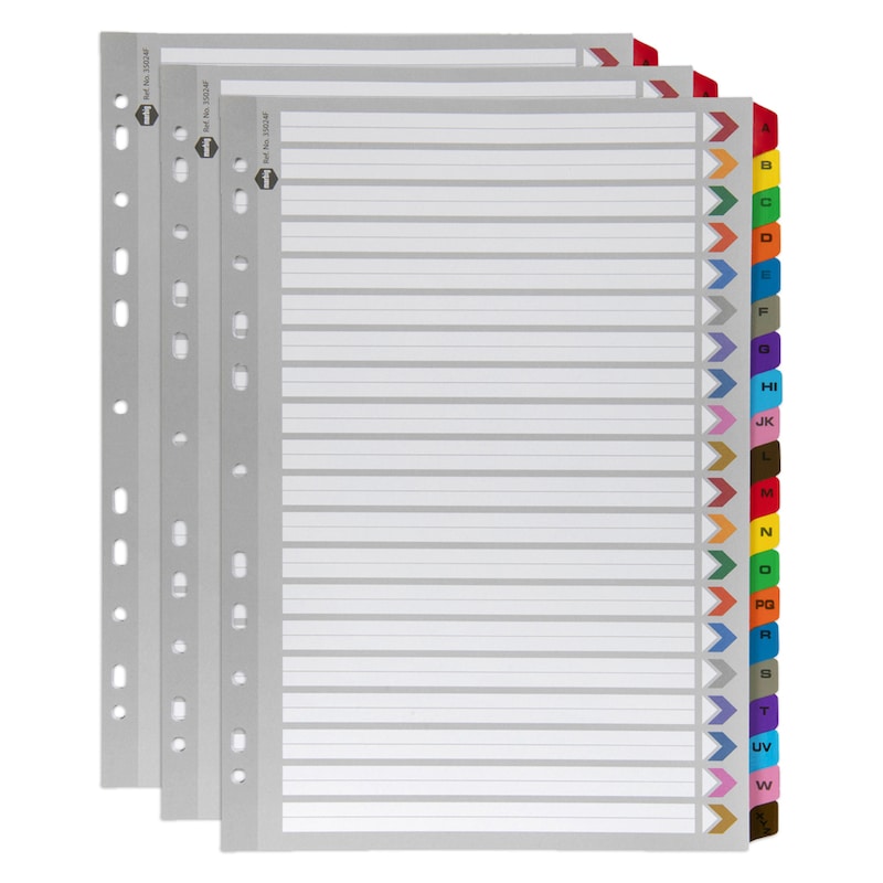 Buy 3x Marbig A-Z Tab Coloured A4 Ring Binder Plastic Divider Indices ...