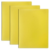 3x Marbig A4 Soft Touch Display Book for Paper/Documents Storage 12 Pockets YEL