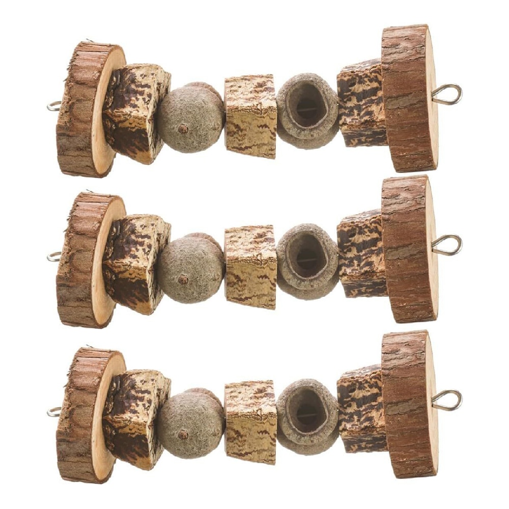 3x Nature Island 15x6cm Dumbbell Natural Wood Rabbit/Guinea Pigs Pet Cage Toy Australia