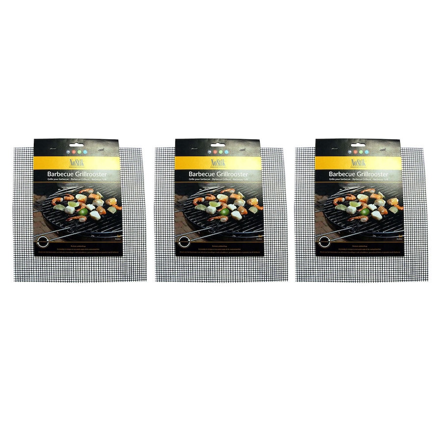 3x Nostik Reusable 32cm Non-Stick Cooking BBQ/Barbecue Grill Mat Pad Rectangle
