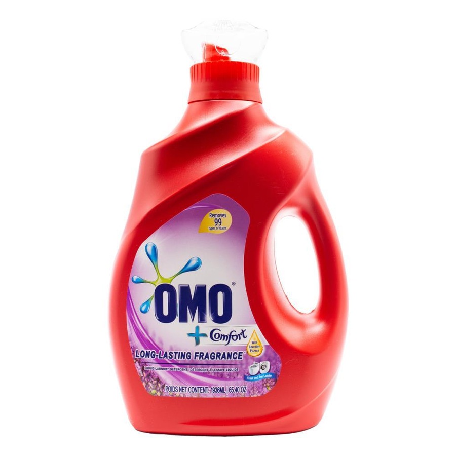 3x Omo Comfort Auto Liquid Laundry Detergent Lavender Front and Top Loader 1.9L