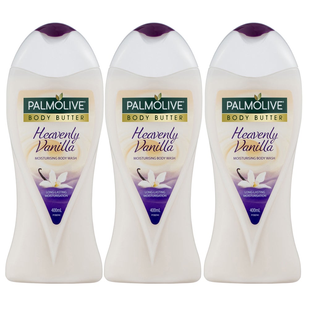 3x Palmolive Heavenly Vanilla 400ml Women Moisturising Bath Body Wash Skin Care