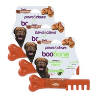 3x Paws & Claws 18.5cm Boobone Bamboo Toothbrush/Chew Toy Roast Chicken Pet/Dog