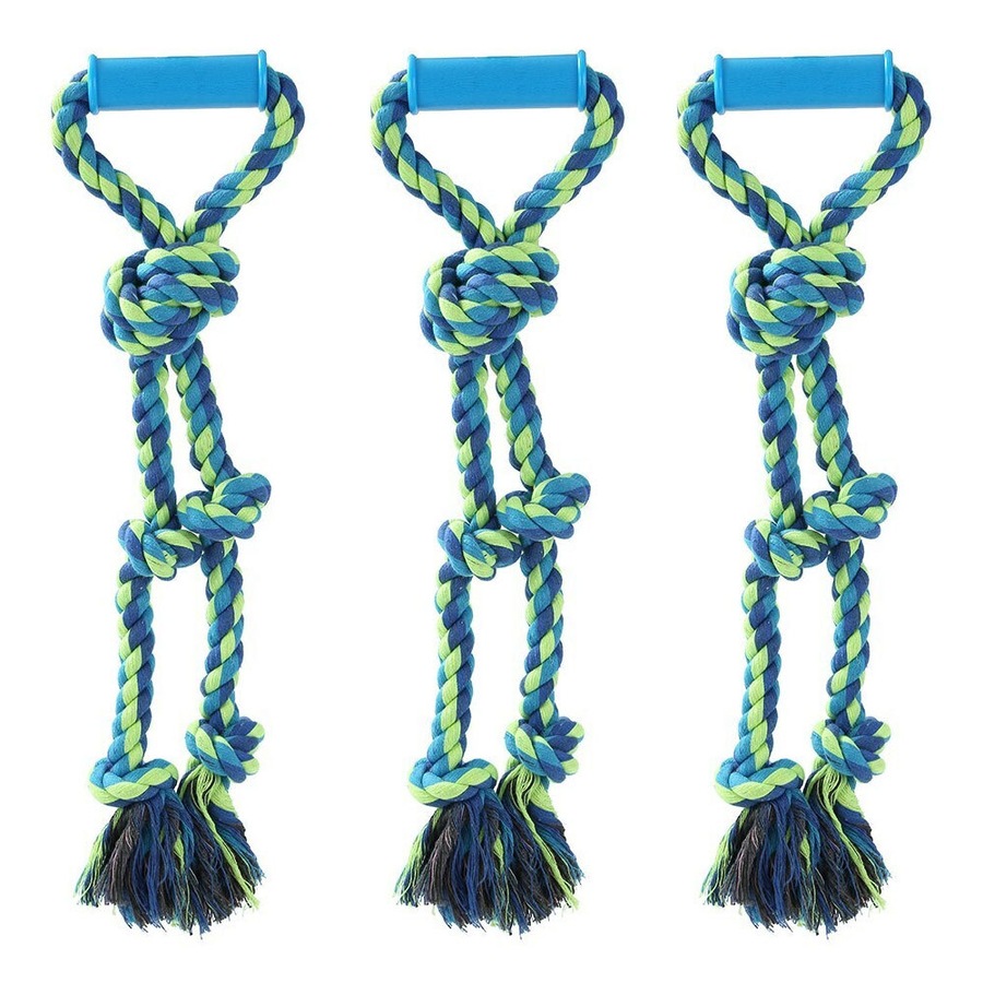 Buy 3x Paws & Claws 50cm Twin Knotted Rope Tugger Dog Toy Pet ...