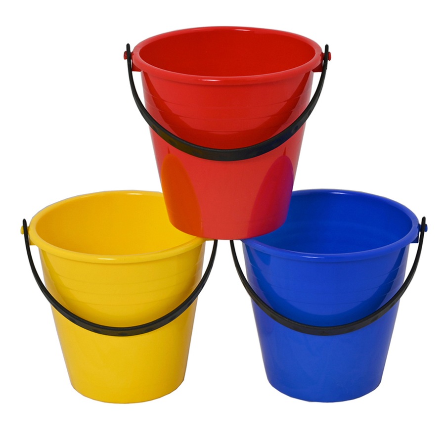 3x Plasto 14cm Multi-Purpose Bucket Sand Pit Beach Water Toy Kids 1y+ Assorted