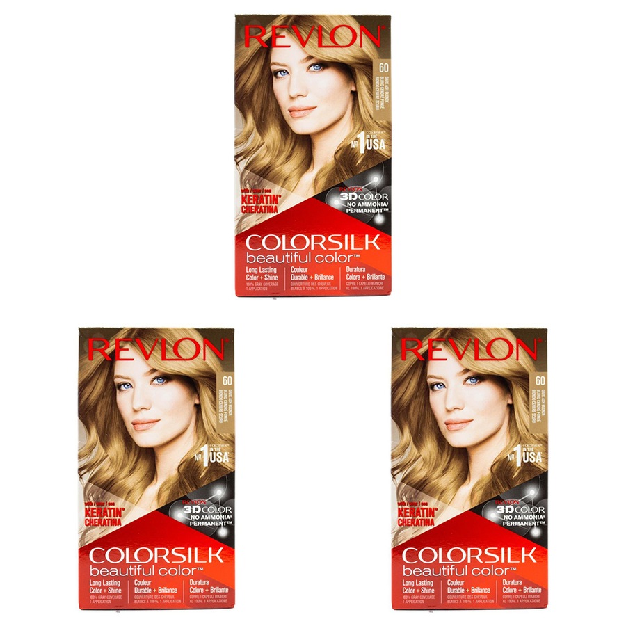 3x Revlon Colorsilk Permanent Hair Color w/ Keratin Treatment 60 Dark Ash Brown