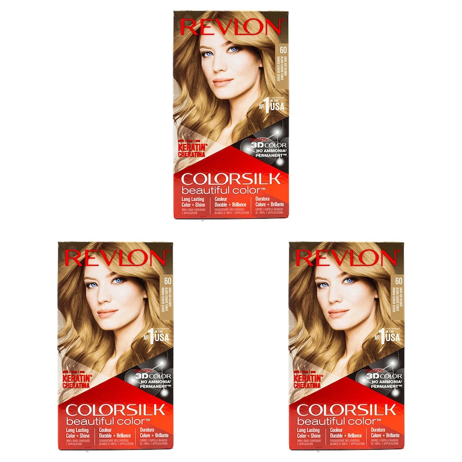 3x Revlon Colorsilk Permanent Hair Color w/ Keratin Treatment 60 Dark Ash Brown