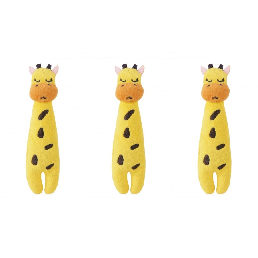 3x Rosewood Eco Friendly Pet/Cat Giraffe Plush Grab Interactive Play Toy Yellow