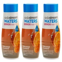 3x SodaStream Zeros Orange Mango 440ml/Sparkling Soda Water Syrup Mix/Low Sugar