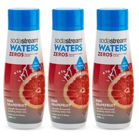3x SodaStream Zeros Pink Grapefruit 440ml/Sparkling Soda Syrup Mix - Low Sugar
