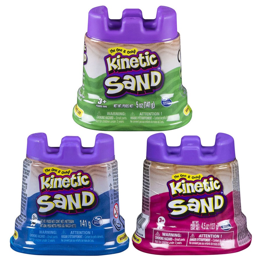 3x Spin Master Kinetic Sand Castle Container 5oz Kids Mouldable Toy Assorted 3+