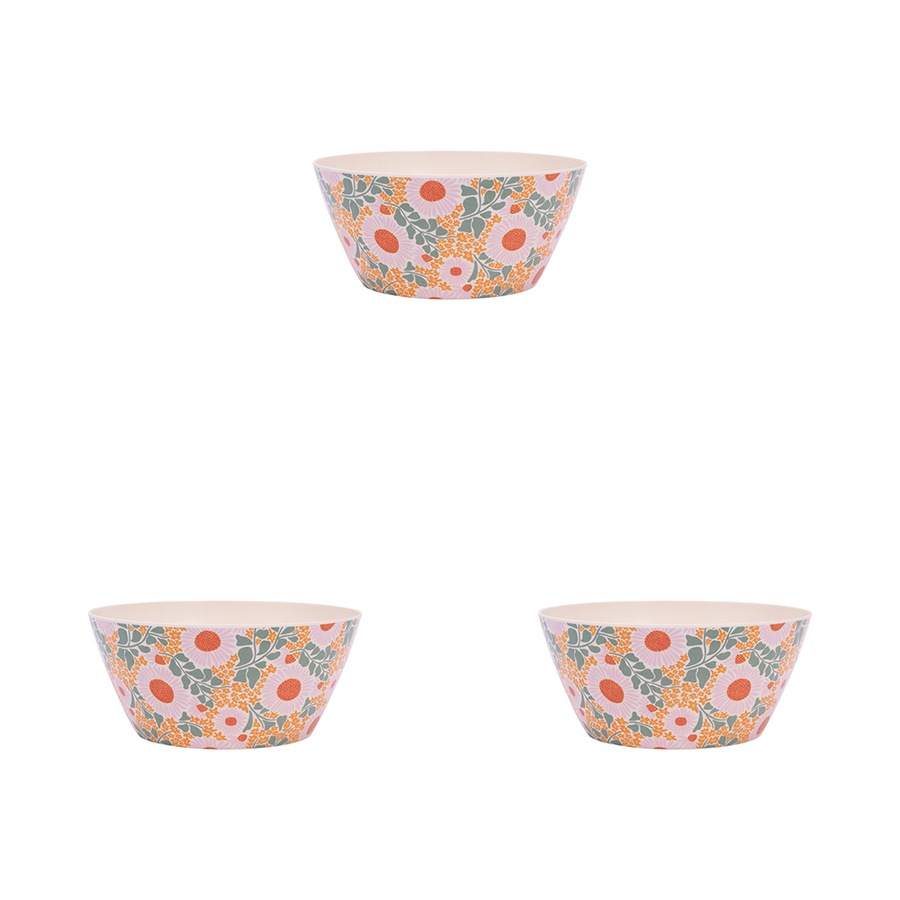 3x Splosh Picnic 24.5cm Spring Floral Round Salad Serving Bowl Tableware