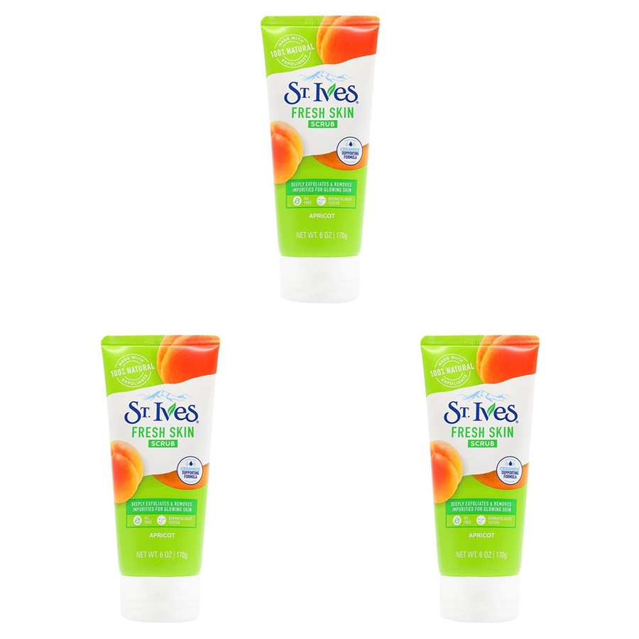3x St Ives 170G Fresh Skin Exfoliating Facial Scrub Apricot for Radiant Skin