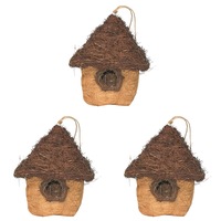 3x Urban HUSK Hanging Birdhouse Brown 26cm Home Decor Outdoor Garden Ornament