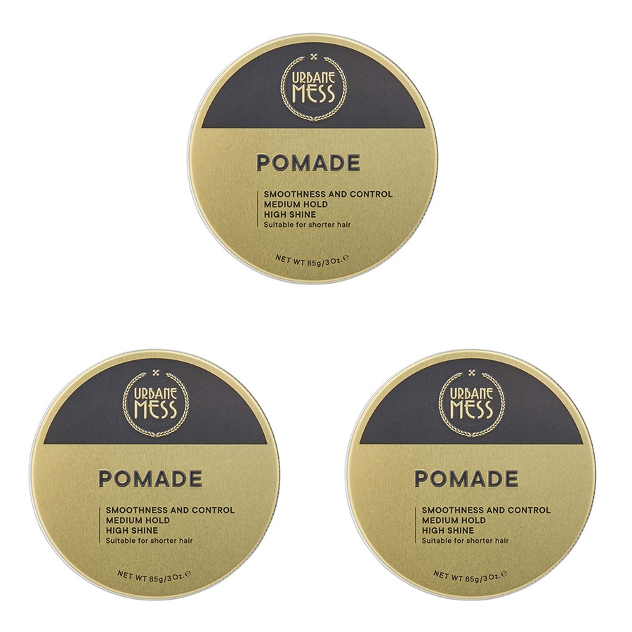3x Urbane Mess Grooming Pomade 85G Hair Care/Styling Fashion Gel Strong Hold