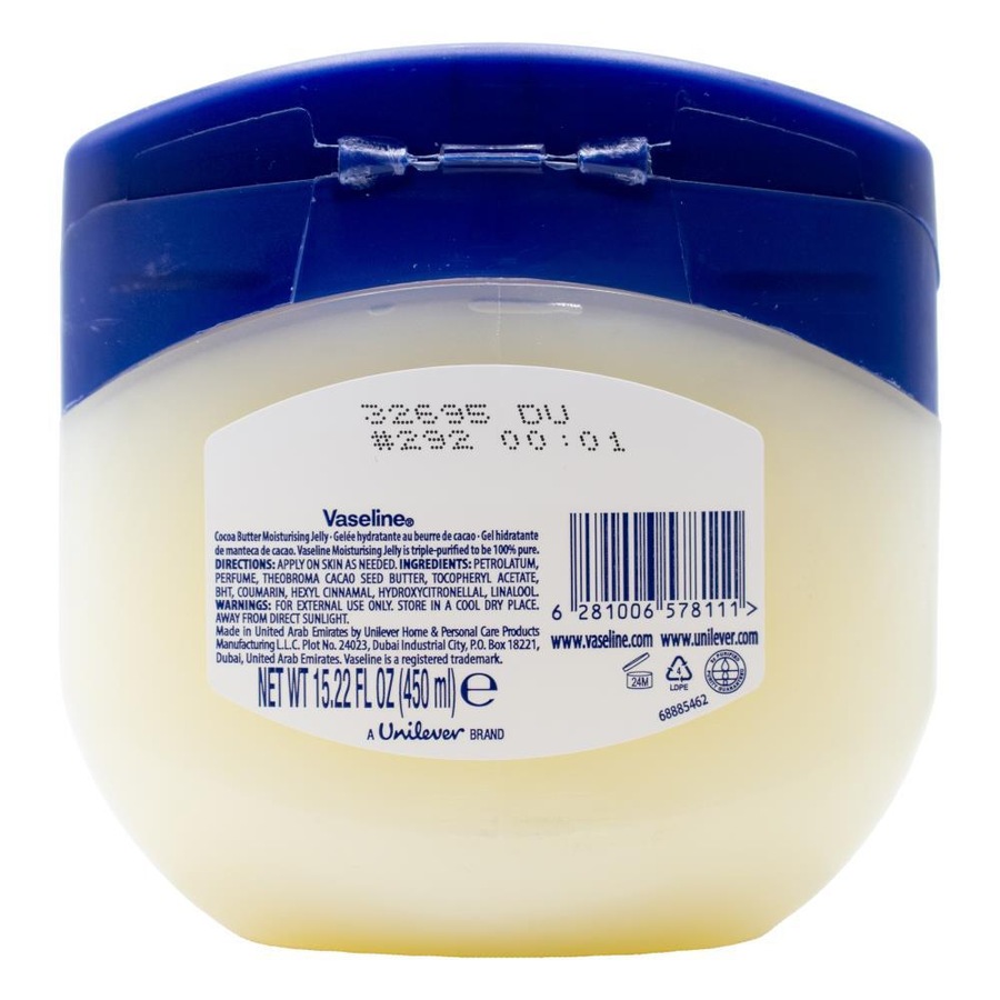 3x Vaseline 450ml Moisturising Petroleum Jelly Jar Moisturiser Balm Cocoa Butter