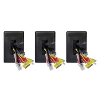 3x PRO2 Black Wall Plate/Brush Outlet Cover For Cable Lead Management/Organiser