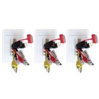 3x PRO2 White Wall Plate/Brush Outlet Cover For Cable Lead Management/Organiser