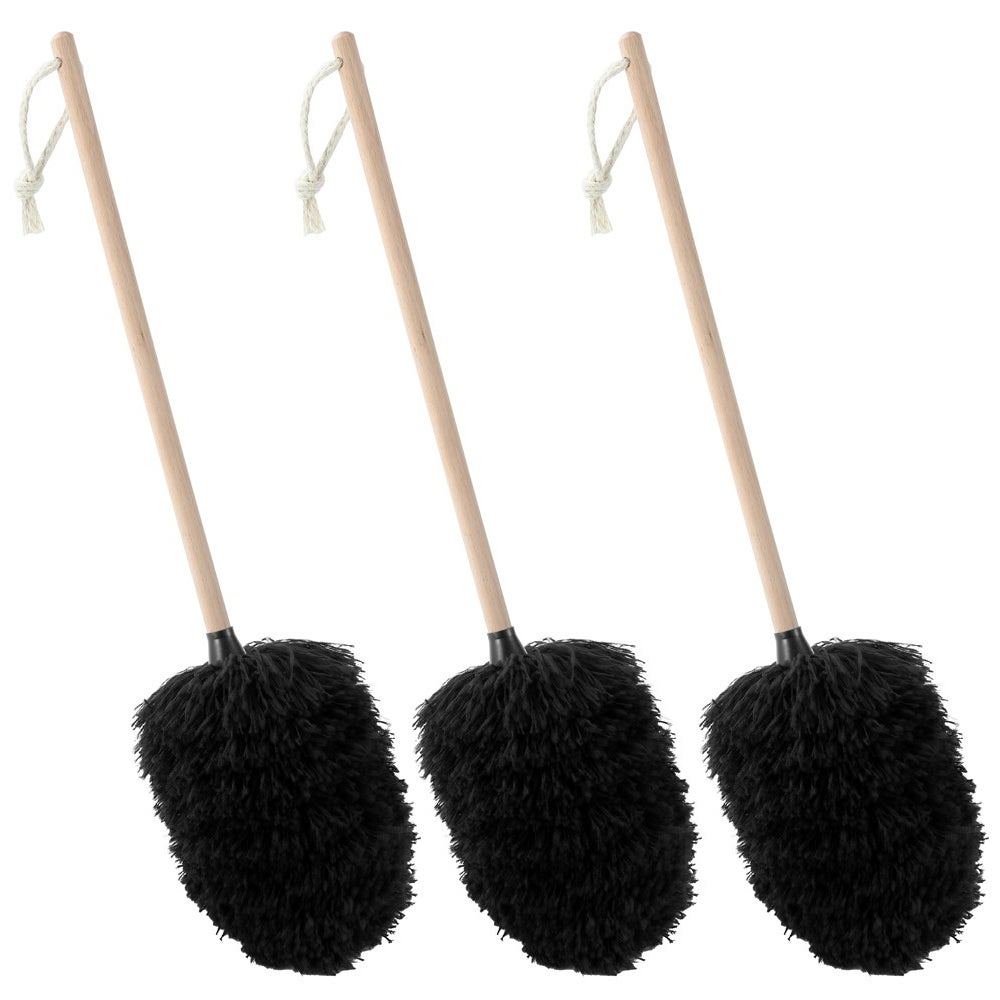 3x White Glove 54cm Eco Beech Wood Microfibre Duster Surface Cleaner Reuse BLK