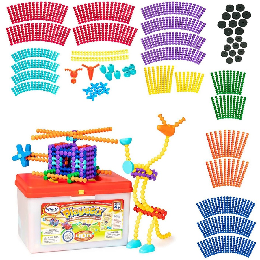 400pc Popular Playthings Playstix Bucket Set Building Toy Kids/Children 4y+