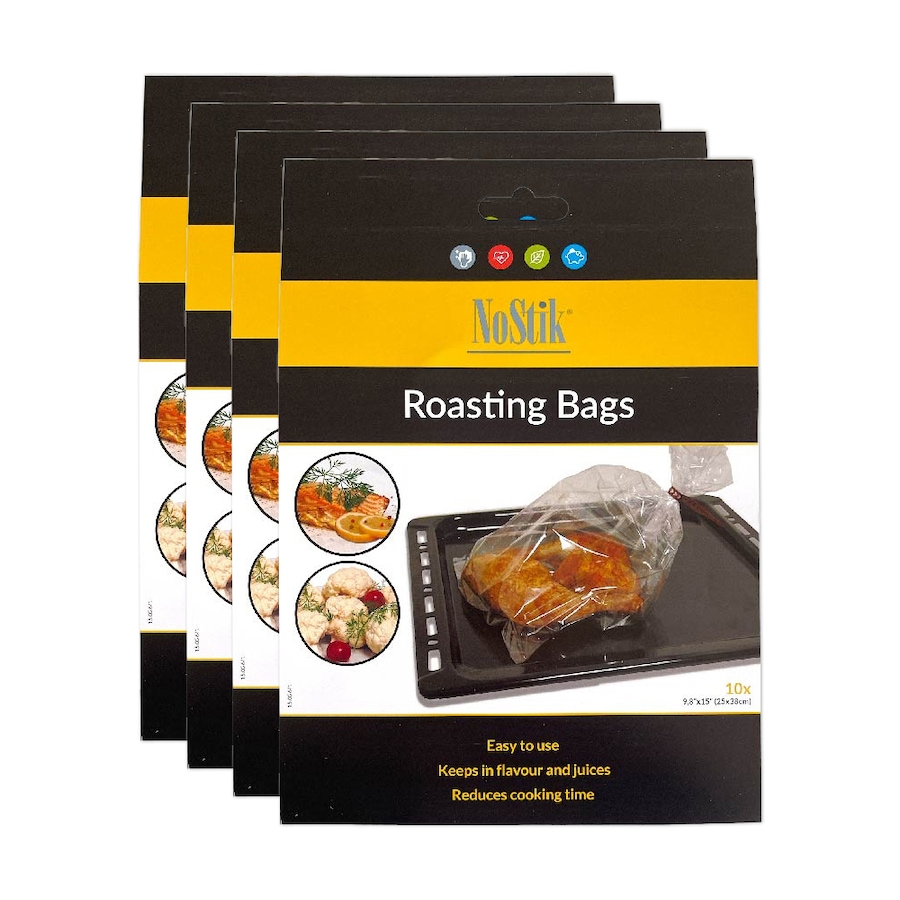 40pc NoStik 25x38cm Storage Baking Roasting Bags Set Food Oven Cooking Clear