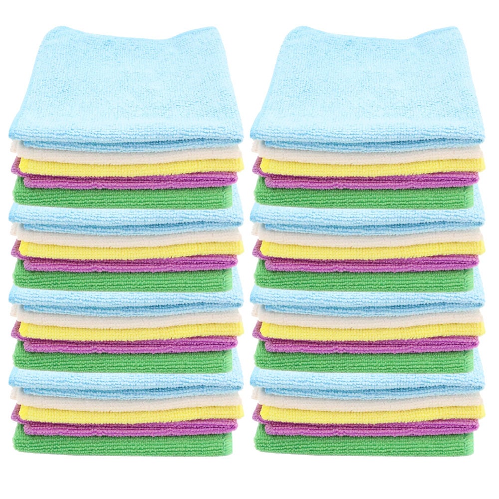 40PK White Glove 30x30cm Cleaning Microfibre Cloth Assorted Colour Towel Wash