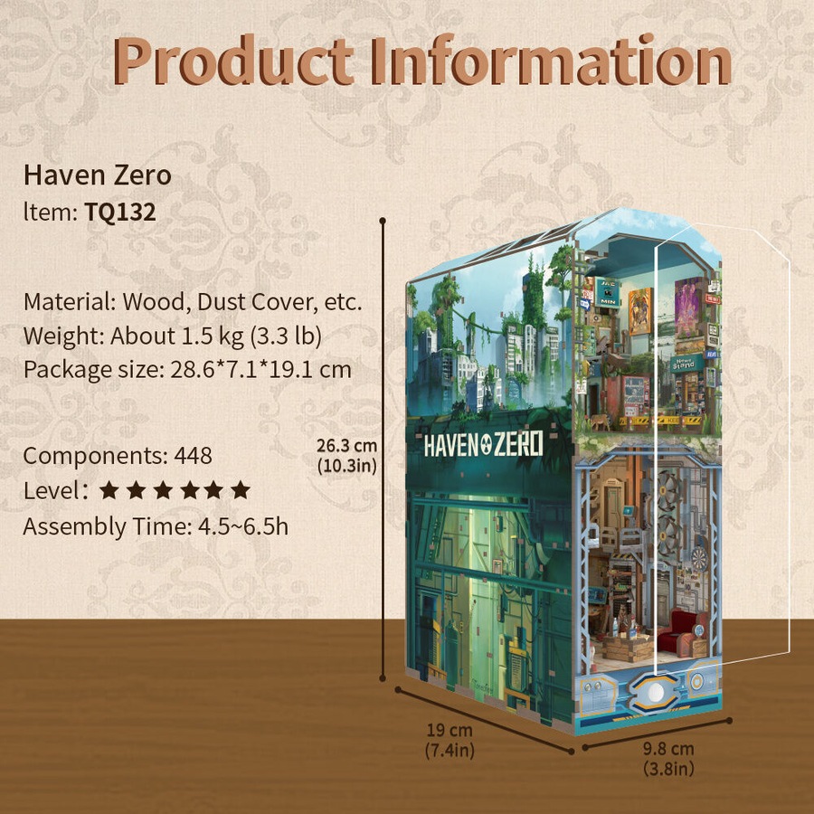 448pc Tonecheer Haven City 3D Puzzle 26.3cm DIY Dollhouse Book Nook Kit 15+