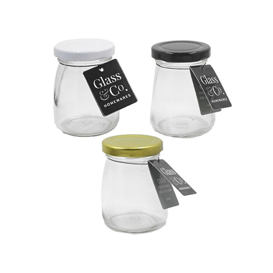48PK The Styled Room Cleo Milk Glass Jar Container Assort Black/Gold/White 100ml