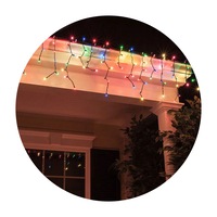 2m Colour Decorative XMAS/Christmas Solar Curtain Static/Flashing 100 LED Lights