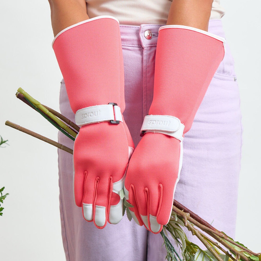 4pc Annabel Trends Sprout Long Sleeve Garden Planting/Pruning Hand Gloves Red