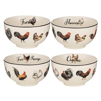 4pc Ashdene Heartland Printed 13.5cm Food Cereal Bowl Set Round New Bone China