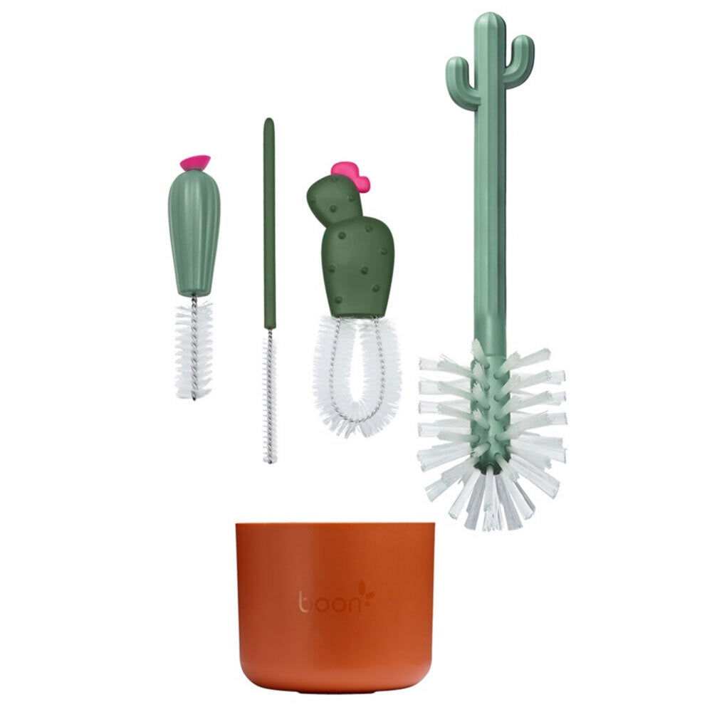 4pc Boon 24cm Cacti Brushes Feeding Baby Nipple/Bottle Cleaning Brush Set Green