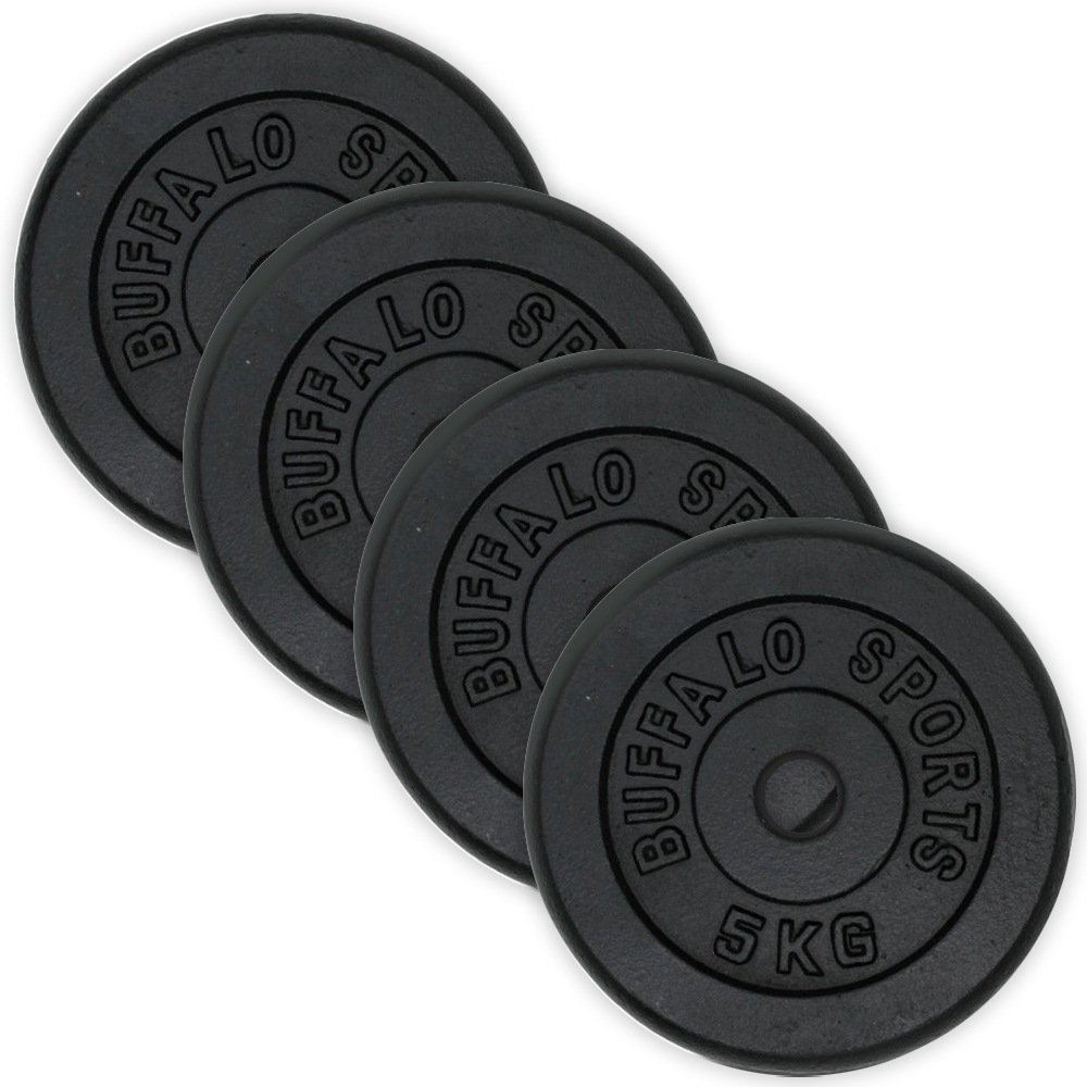 4pc Buffalo Sports 5kg 26mm Dumbell/Barbell Weight Plates Home Gym Workout Set Australia