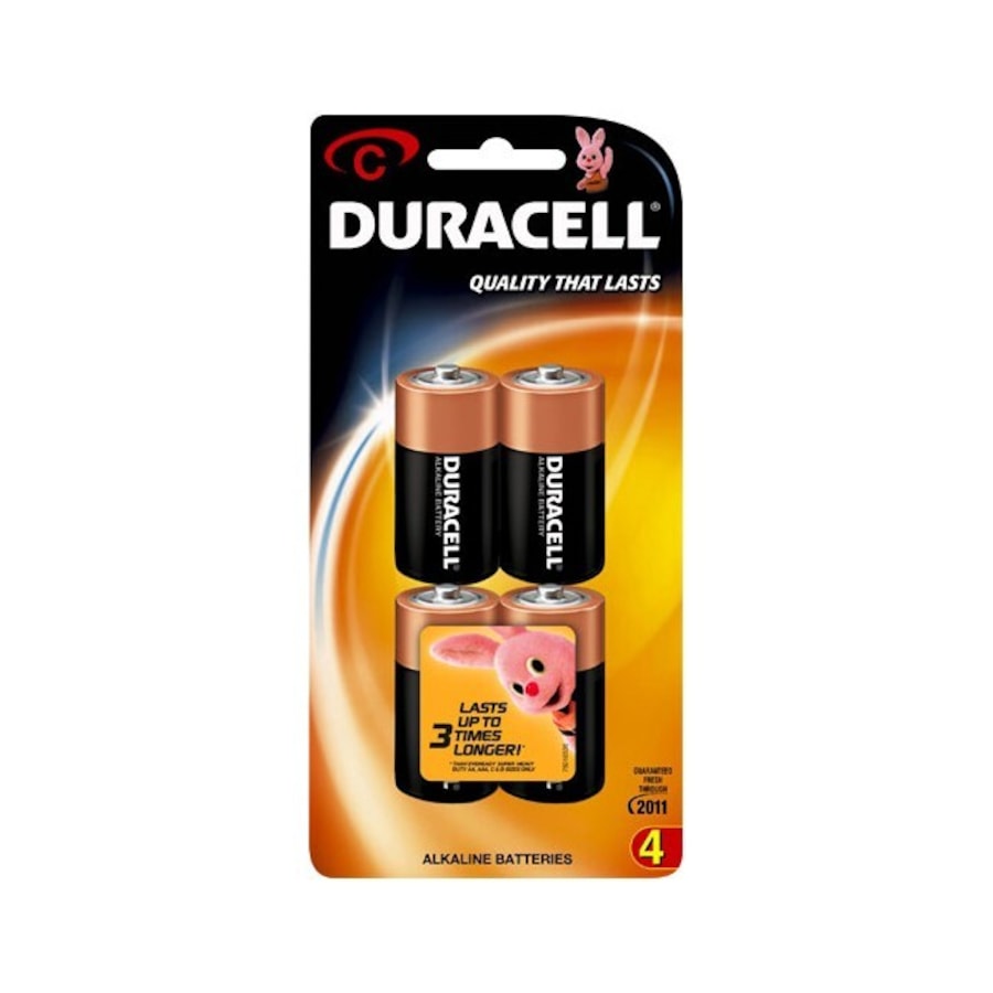 4pc Duracell CopperTop C Alkaline Battery 1.5V Multi Purpose f/ Recorders/Radios