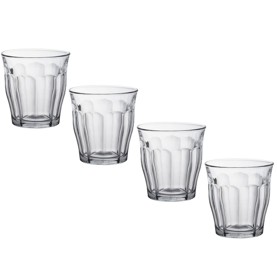 4pc Duralex Picardie 250ml Glass Tumbler Drinking Water/Juice Cup Set Clear