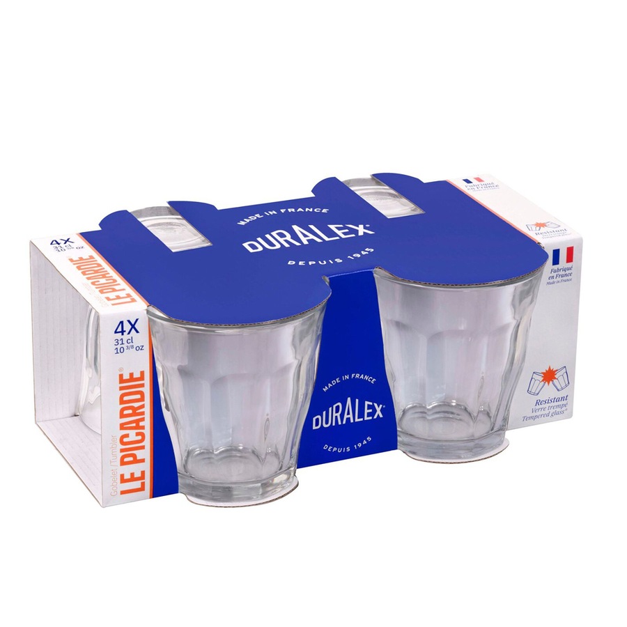 4pc Duralex Picardie 250ml Glass Tumbler Drinking Water/Juice Cup Set Clear