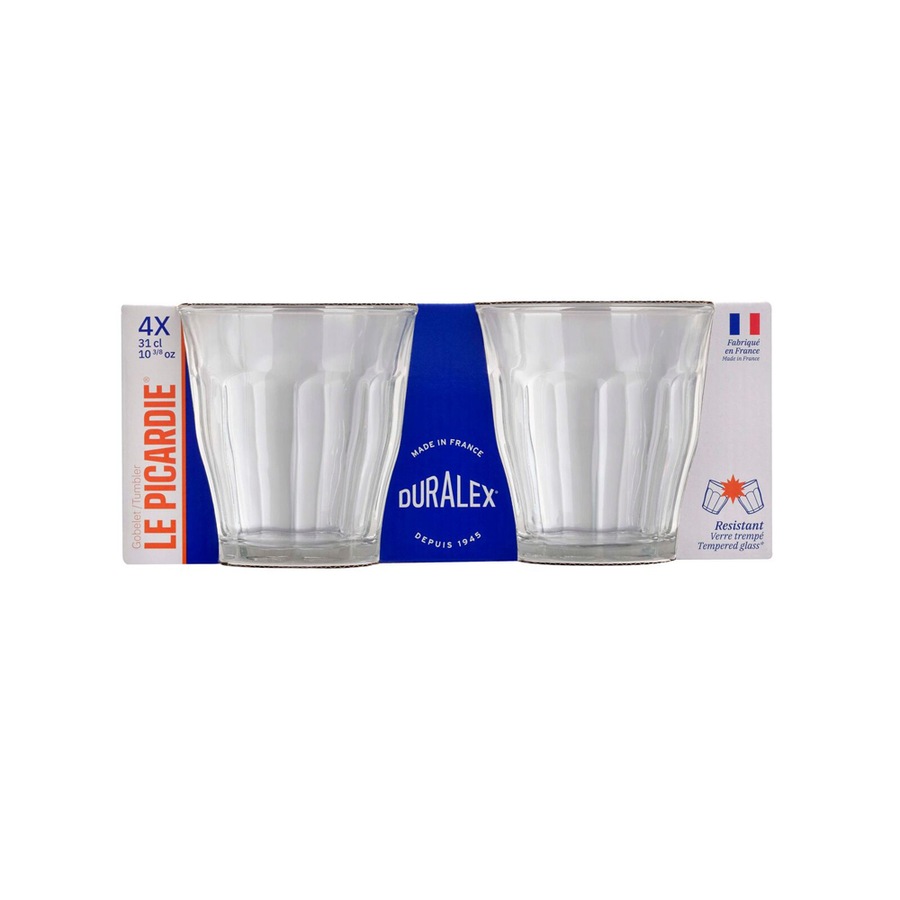4pc Duralex Picardie 250ml Glass Tumbler Drinking Water/Juice Cup Set Clear