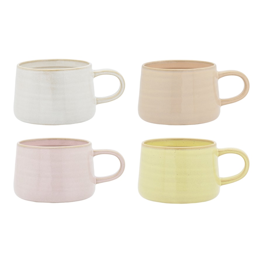 4pc Ecology Ottawa Stoneware Tea/Coffee Drinking Mugs Pastel Colours Set 365ml