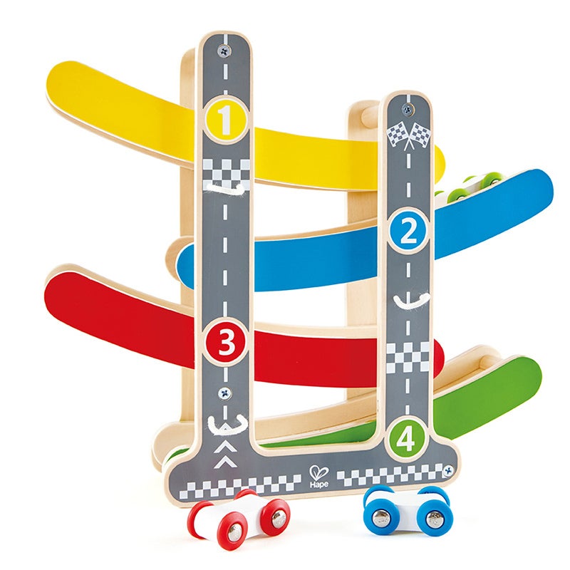 4pc Hape Fast Flip Wooden Racetrack Toddler 18m+ Racing/Race Track Game Play Toy