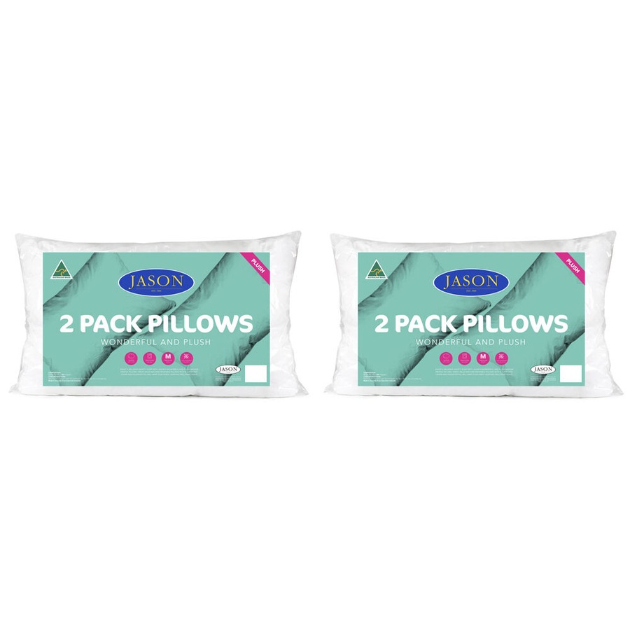 4pc Jason Wonderful & Plush Promo Washable Bed/Bedroom Sleeping Pillows White