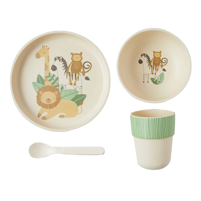 Buy 4pc Jiggle & Giggle Kids Novelty Dinner Bamboo Set Bowl/Cup/Spoon ...