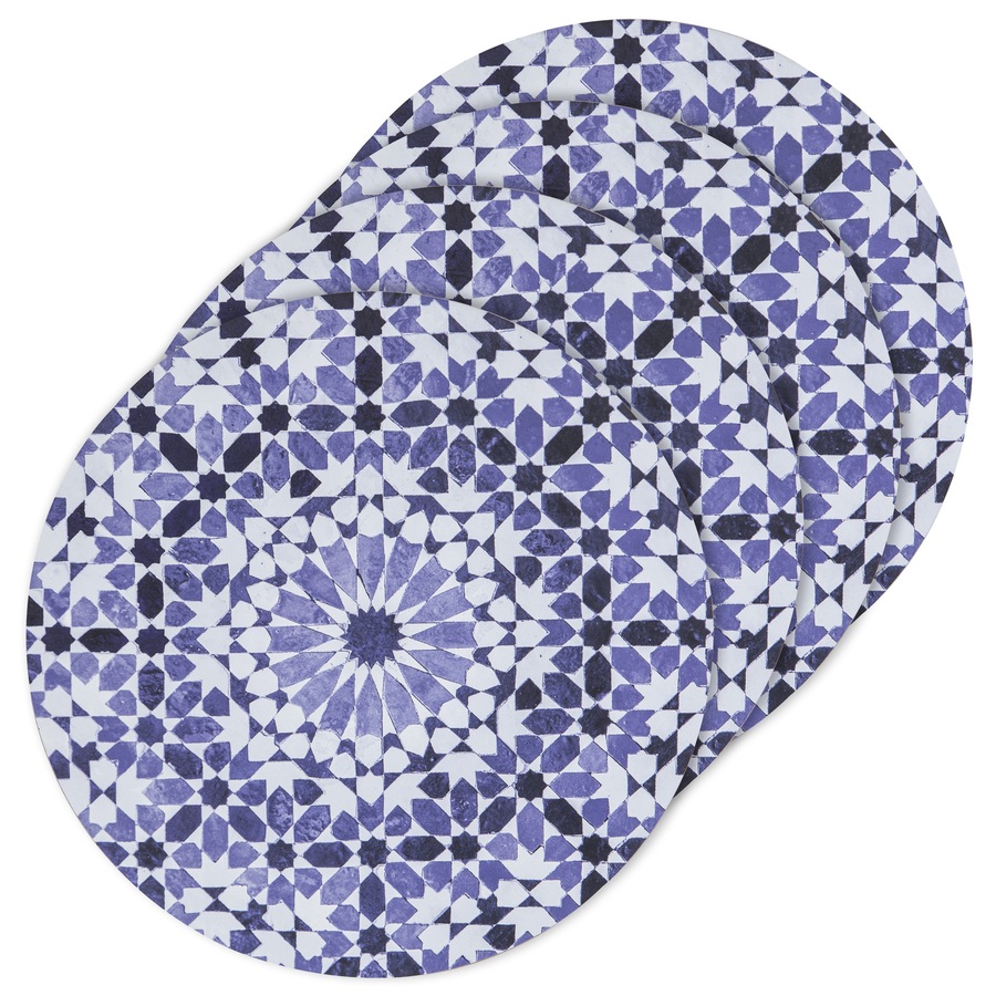 4pc Ladelle Hardboard Cork Backed Azure Tile Kitchenware Placemat 30x30cm