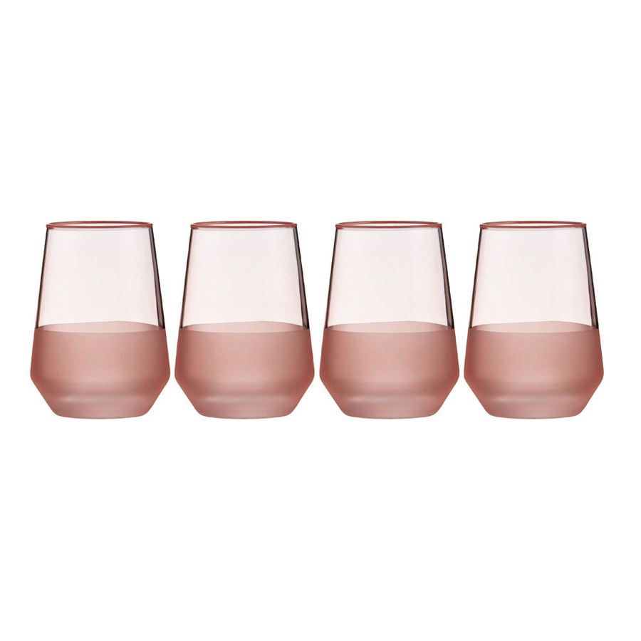 4pc Ladelle Panama Drinking Glass Durable Tumbler Kitchen Glassware Coral