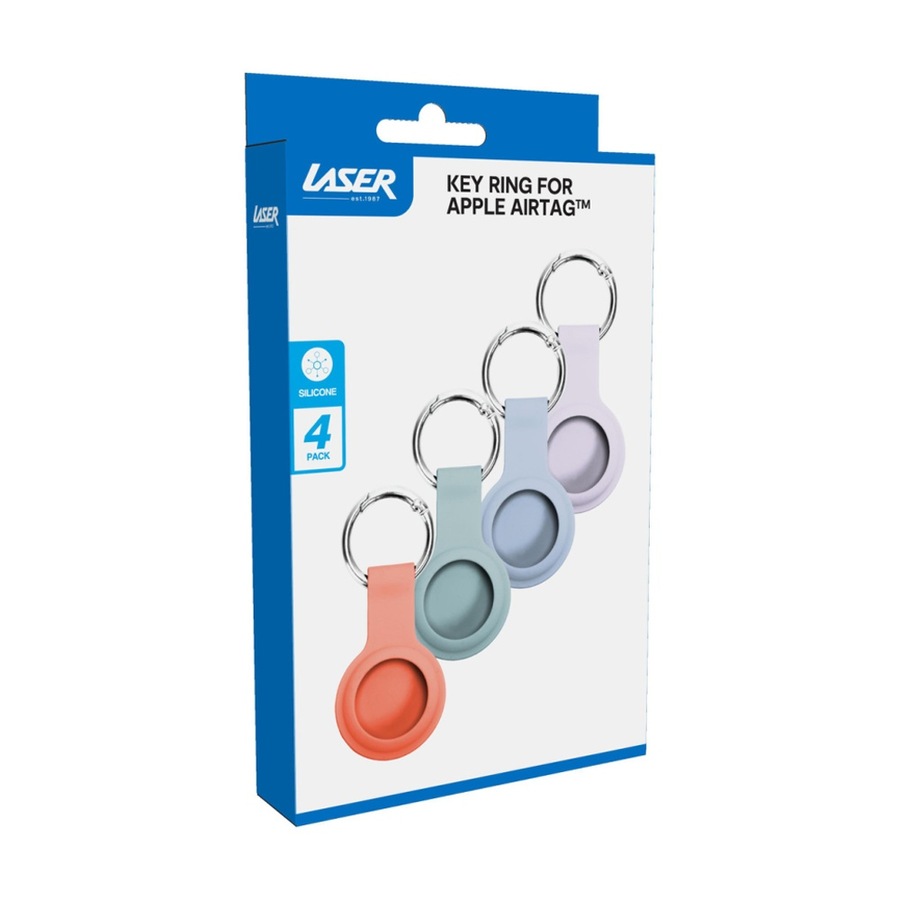 4pc Laser AirTag Silicone Keyring Soft Pastel Durable Protection Multicolour