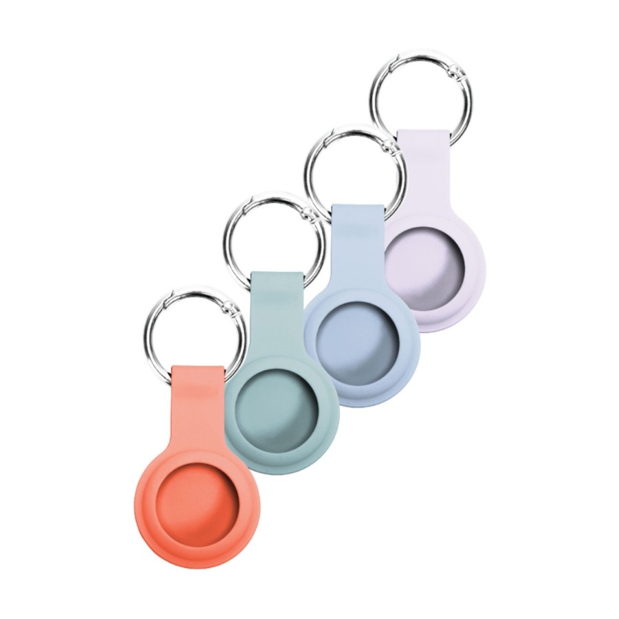 4pc Laser AirTag Silicone Keyring Soft Pastel Durable Protection Multicolour