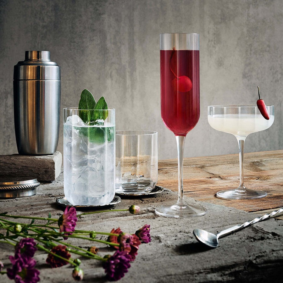 4pc Luigi Bormioli Jazz 300ml Cocktail Coupe Glasses Set Drink Stemware Clear